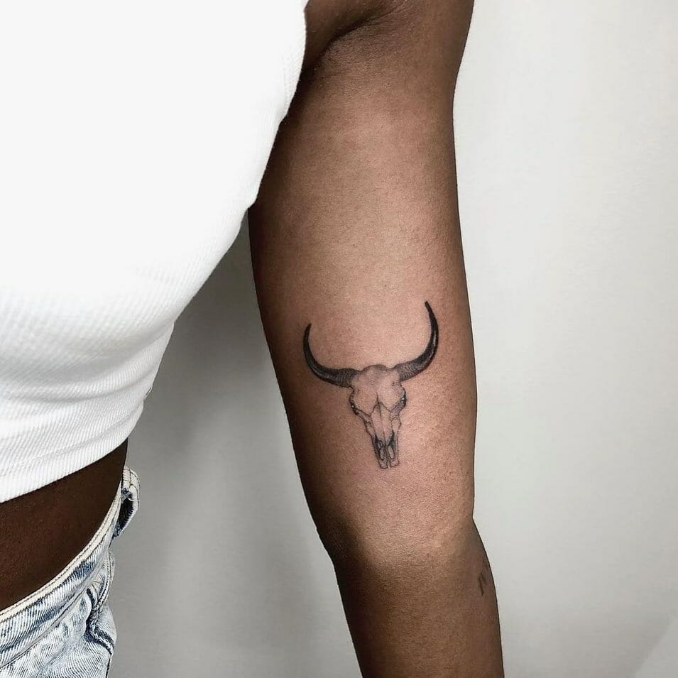 A Minimal Bull Skull Tattoo