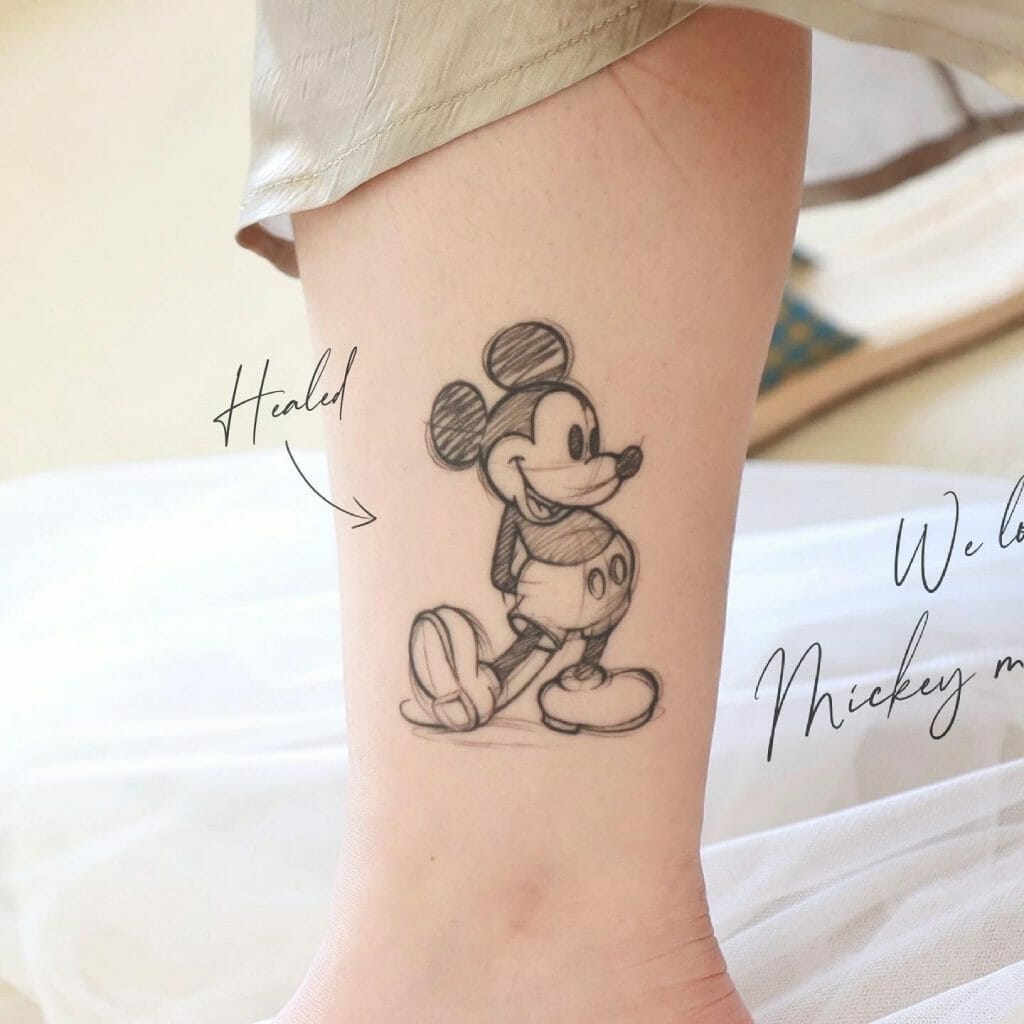 A Sketch of Mickey Mouse Tattoo