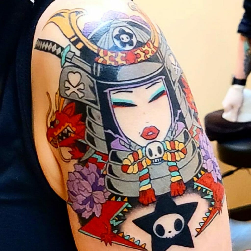 A Tokidoki Inspired Girl Samurai Design Tattoo