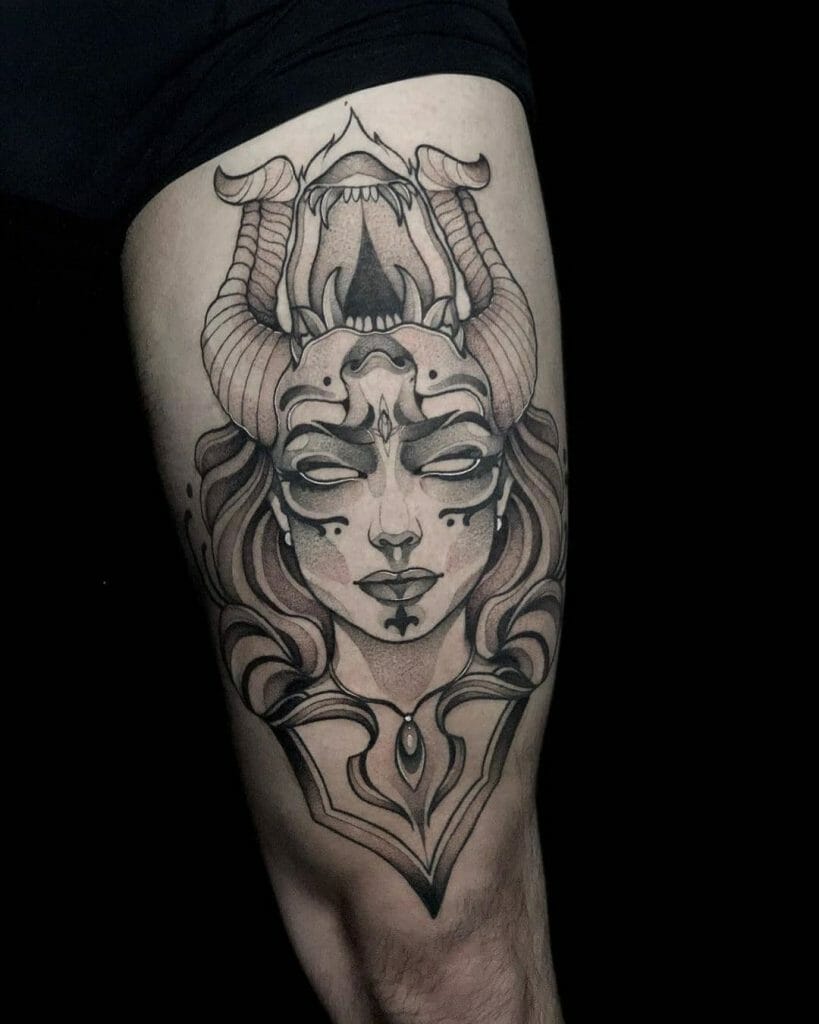 Angel Demon Upside Down Forearm Tattoos