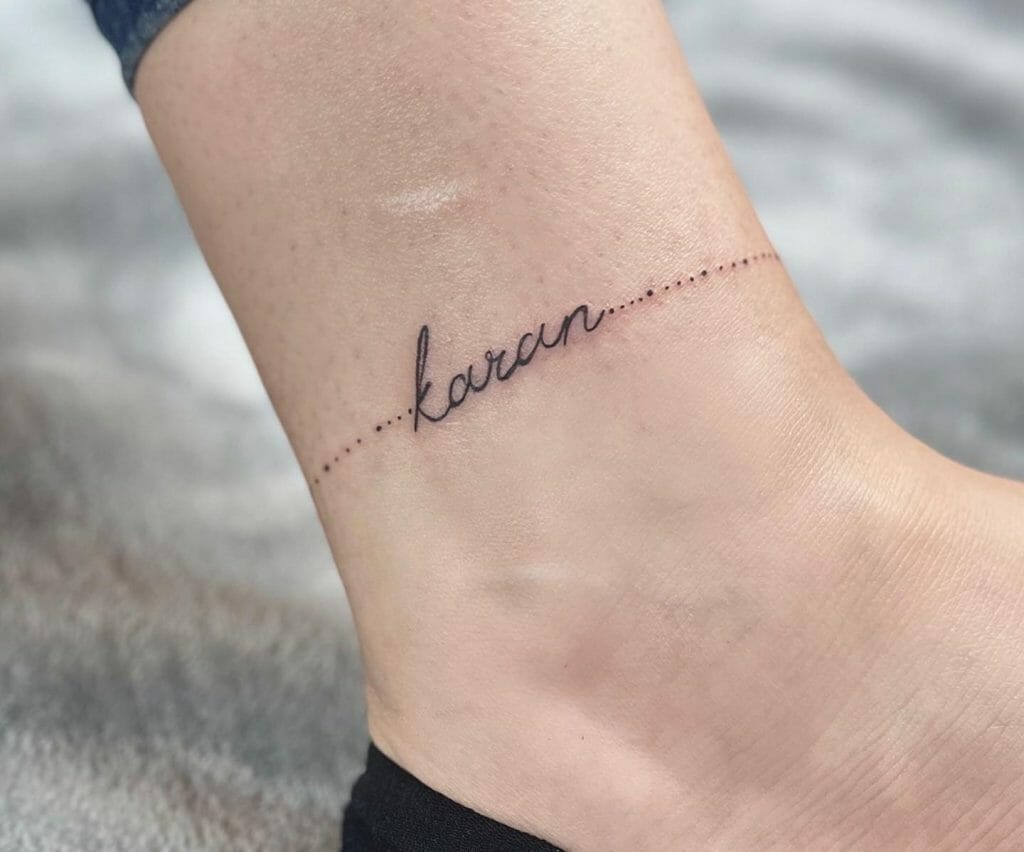 Ankle Bracelet Tattoo With Names