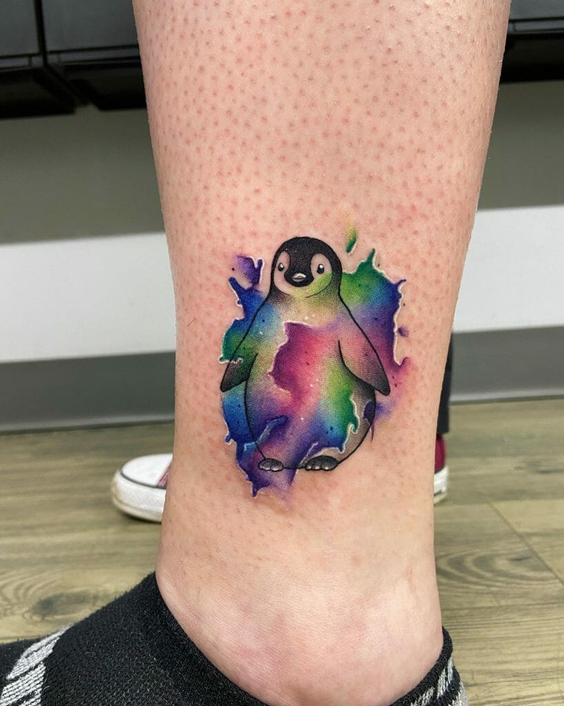 Artistic Penguin Tattoo