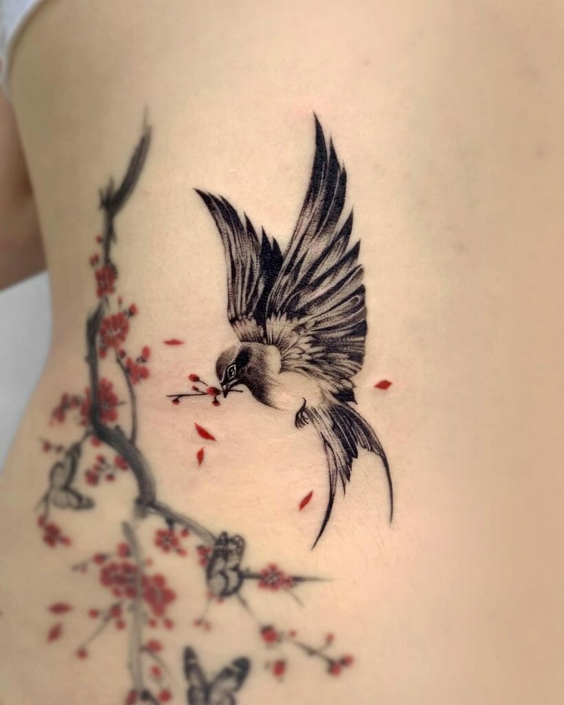 Artistic Swallow Tattoo