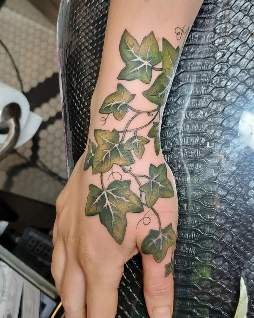Beautiful Green Vine Tattoo Around The Wrist