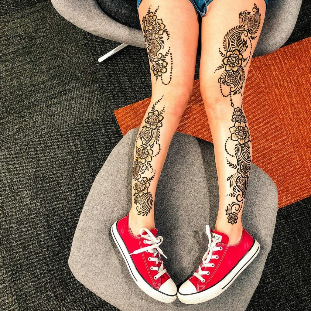 Beautiful Henna Tattoo Designs For Thigh And Leg