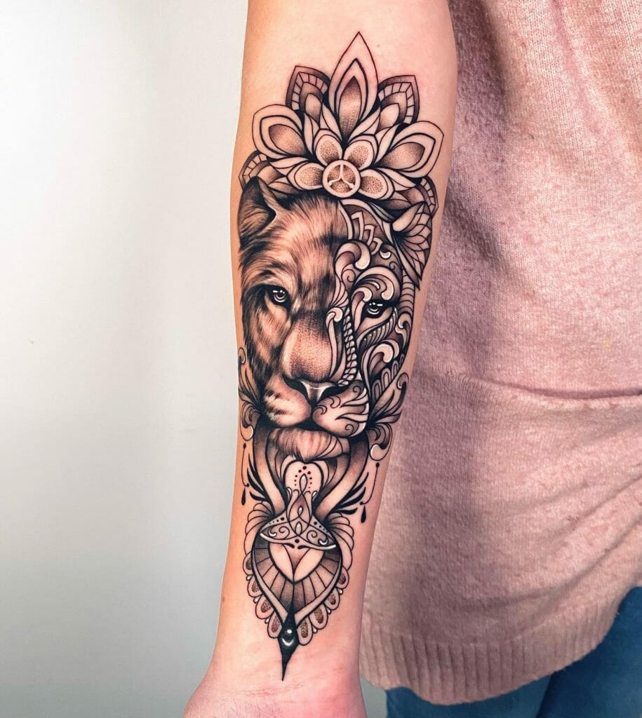 Beautiful Mandala and Lioness Tattoo Ideas for Women