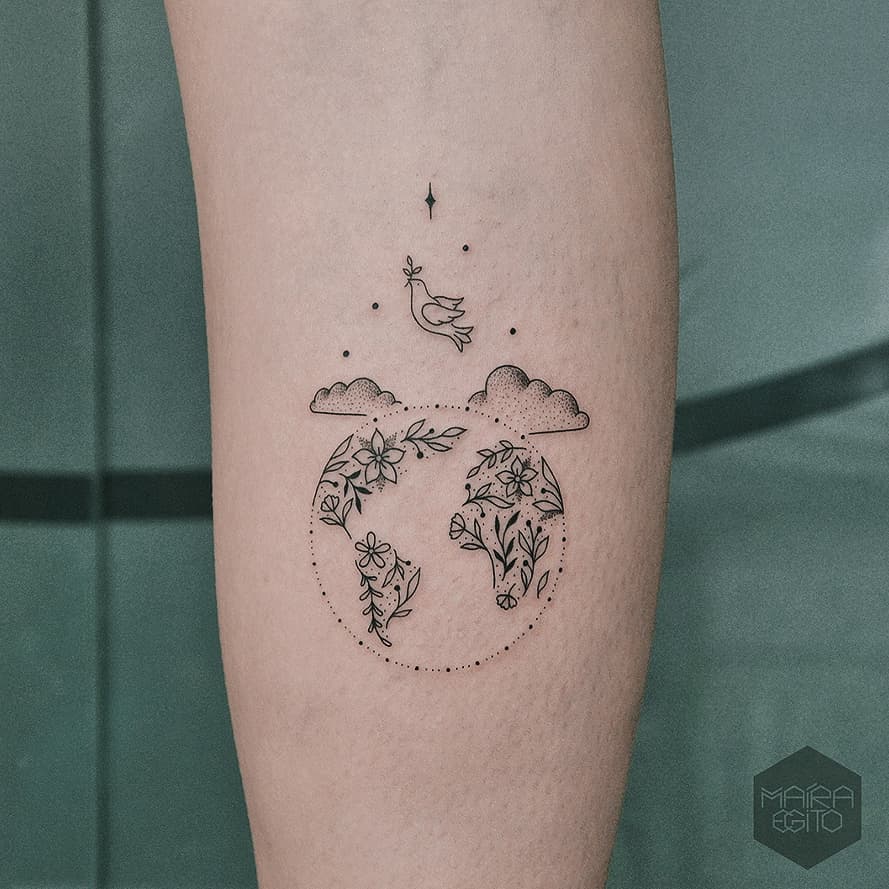 Beautiful Small Nature Peace Tattoo On Arms