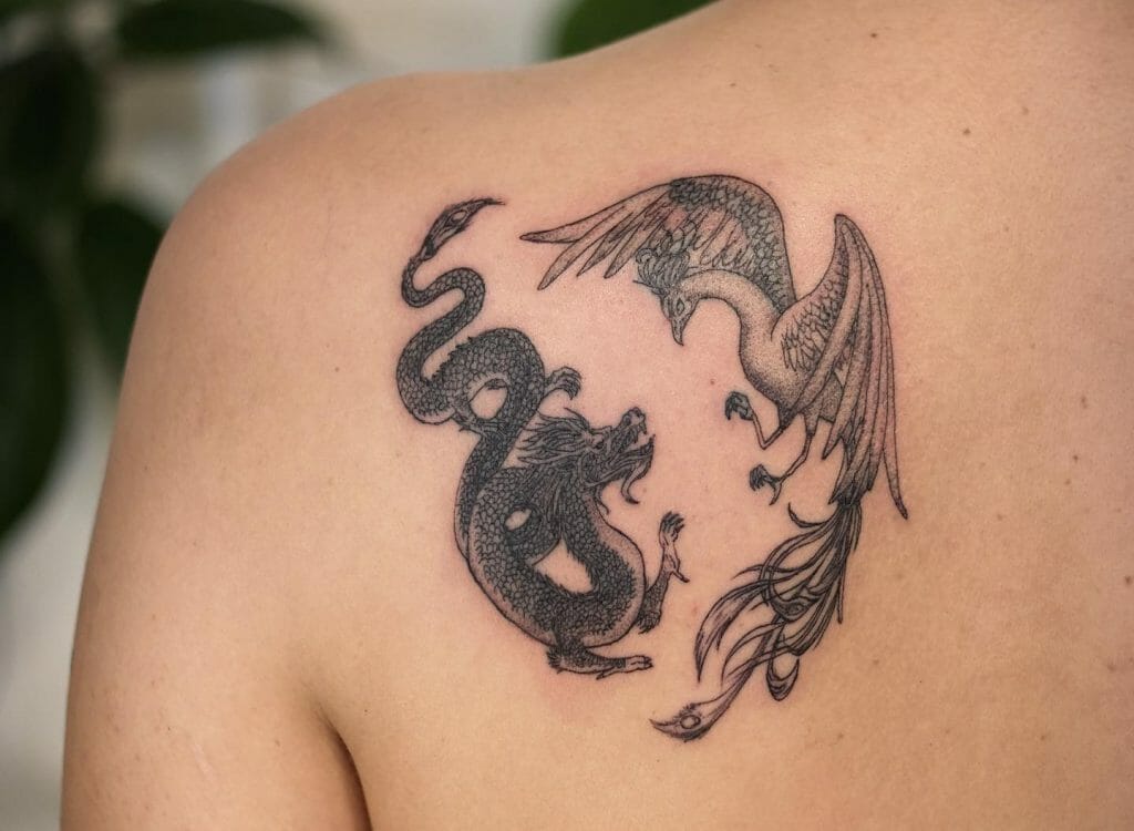 Best Dragon and Phoenix Tattoo