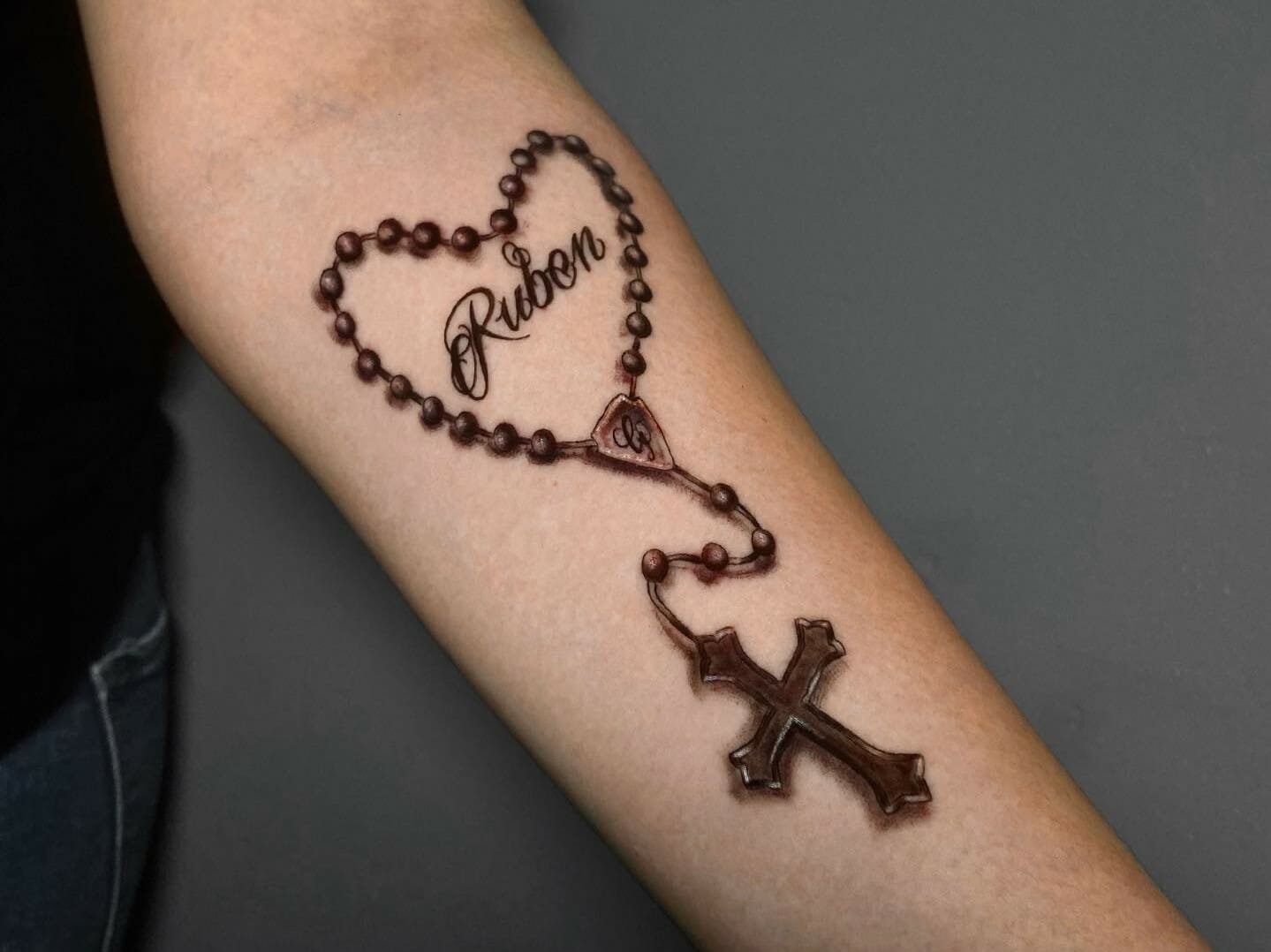 3. Rosary tattoo on chest for men - wide 5