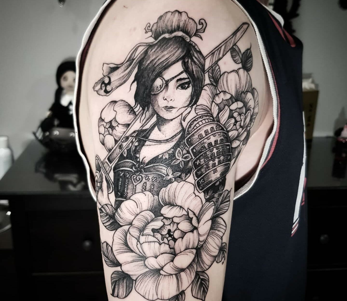 Samurai Warrior Girl by Jin O TattooNOW