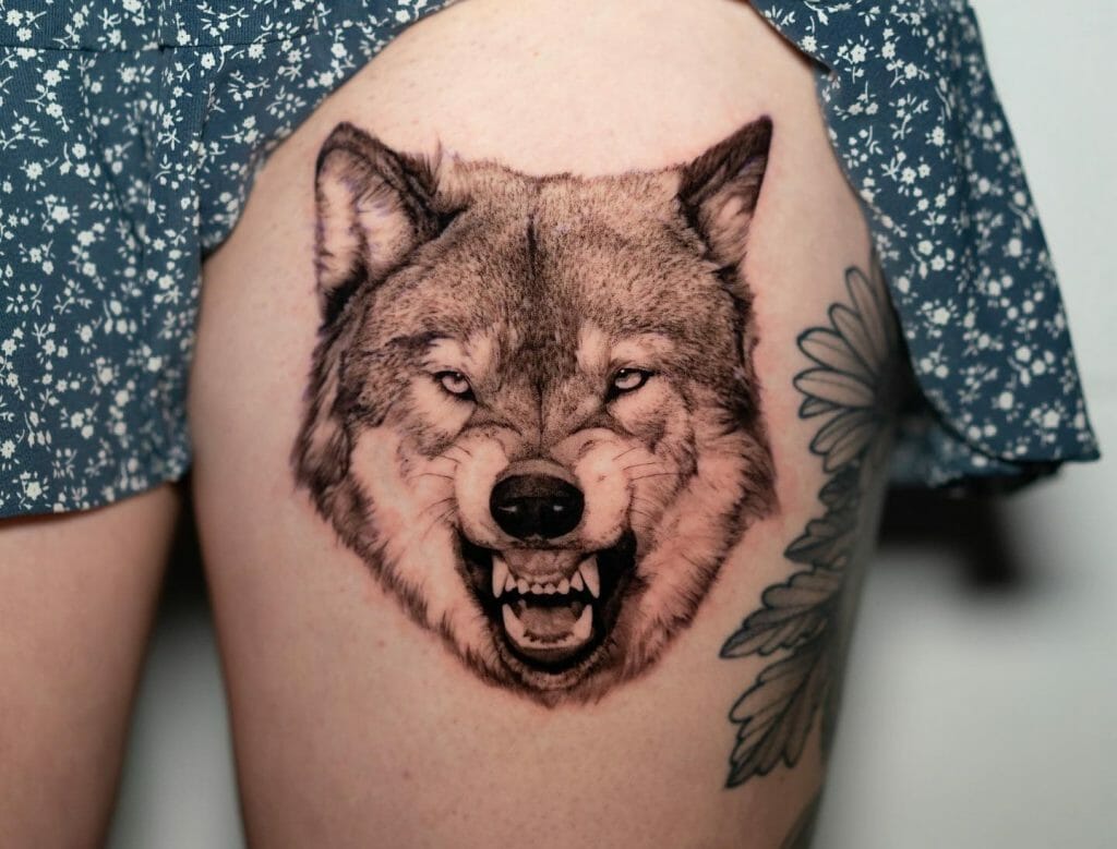 Best Wolf Face Tattoo