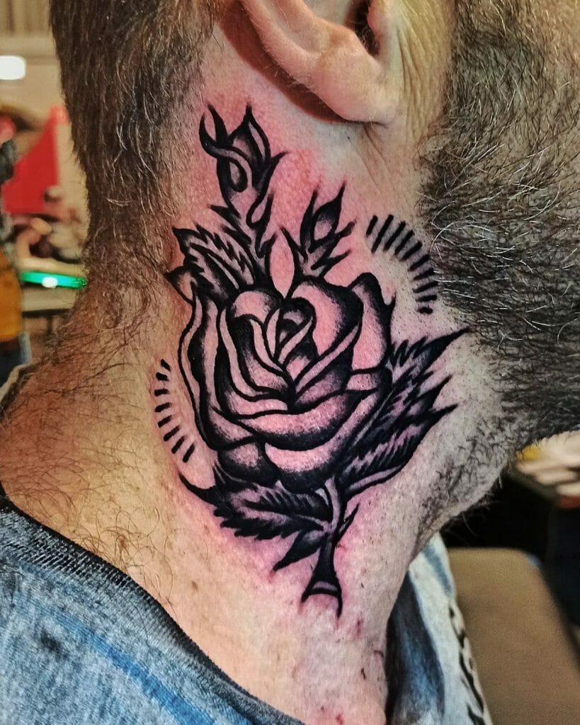 Black Ink Rose Tattoos On Men