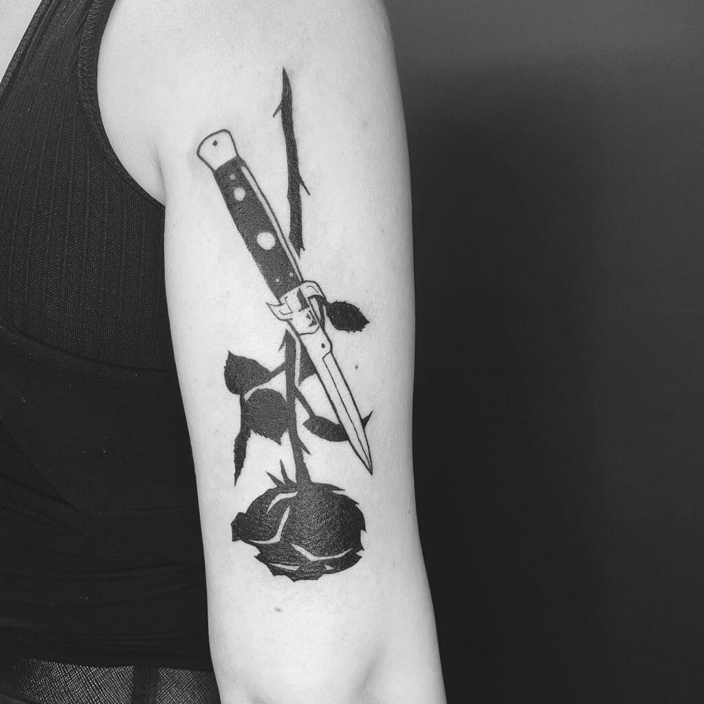 Black Rose And Dagger Tattoo Designs ideas