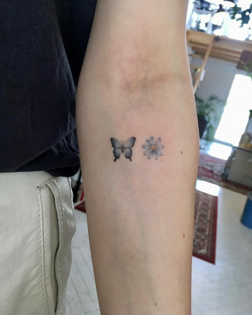 Blue Butterfly Tattoo On Wrists