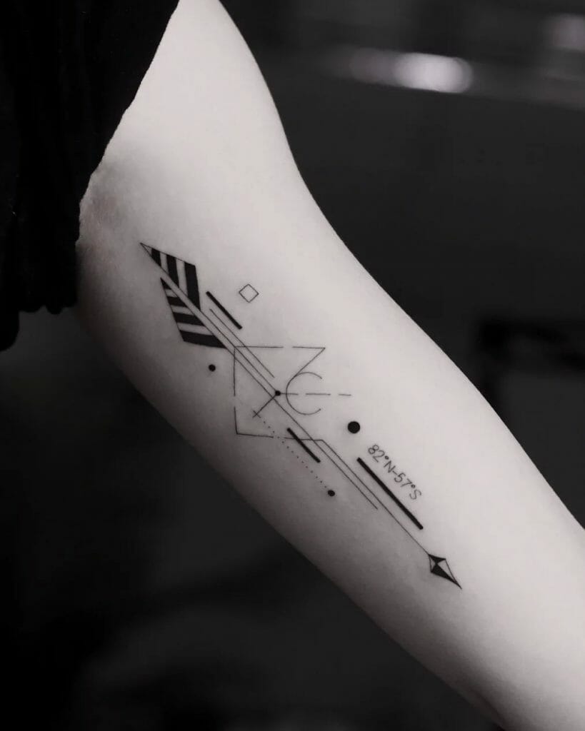 Bold Arrow Tattoo In Black And Grey