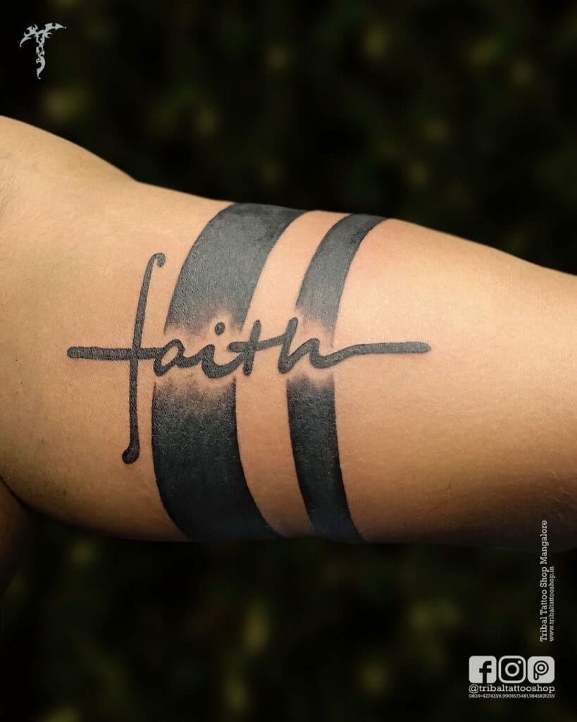 Bold Black Ink Faith Cross Tattoo Designs