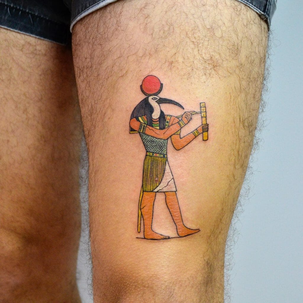 Bright And Colorful Thoth Tattoo Designs