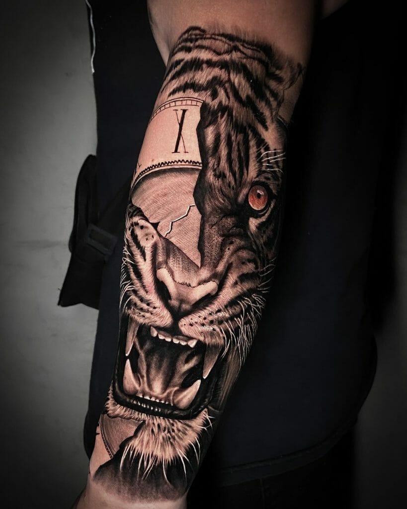 Broken Face Tiger Tattoo Ideas