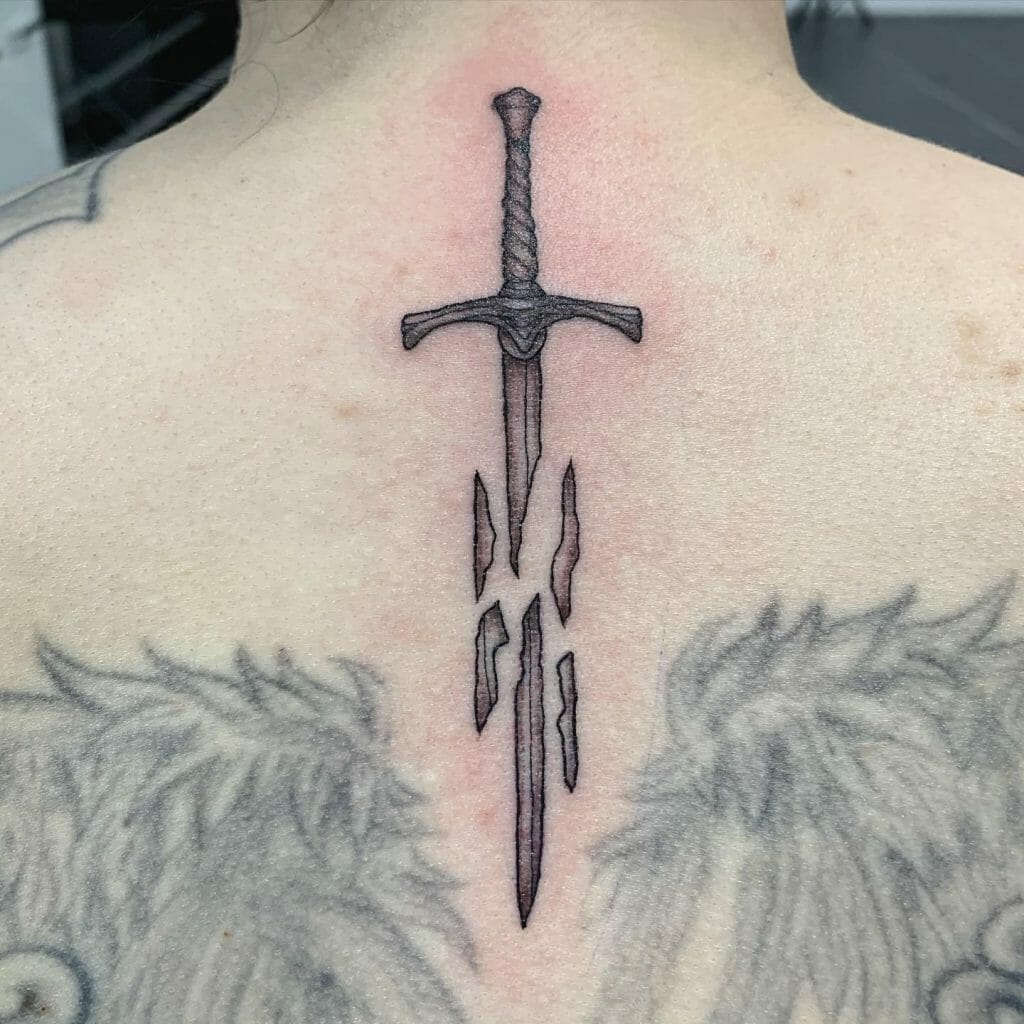 Broken Sword Tattoo designs On Back