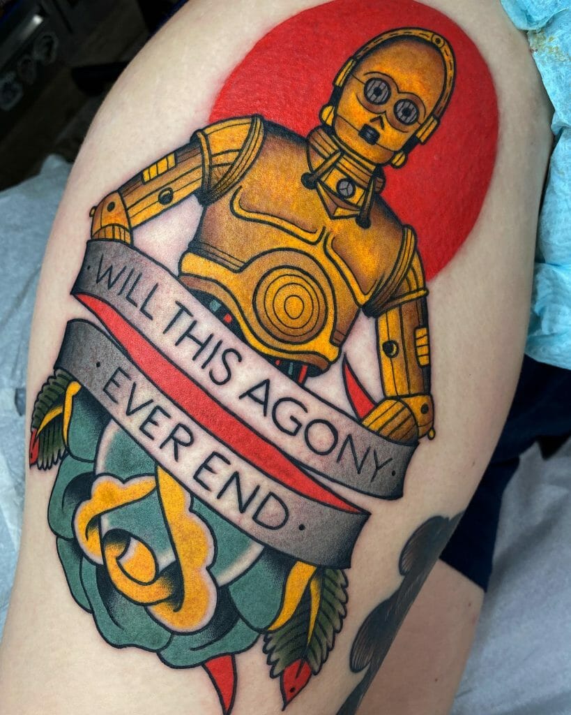 C-3PO Traditional Star Wars Tattoo Design