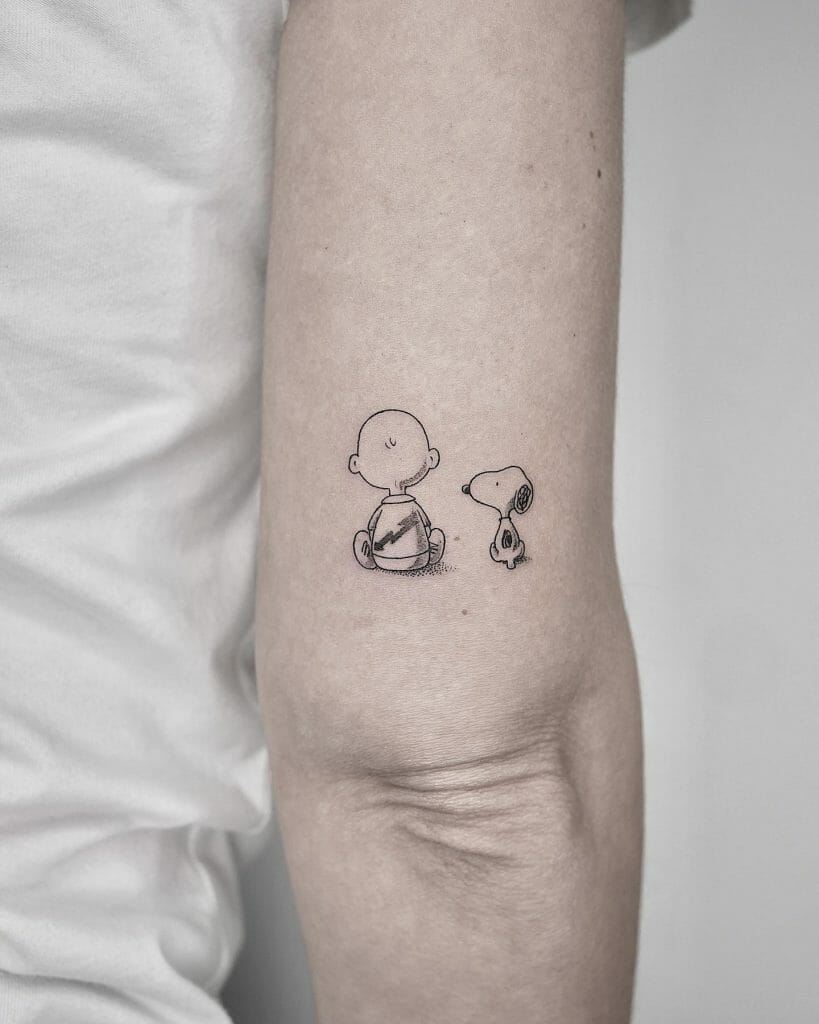 Classic Forever Friends Charlie Brown, Snoopy and Woodstock Tattoo