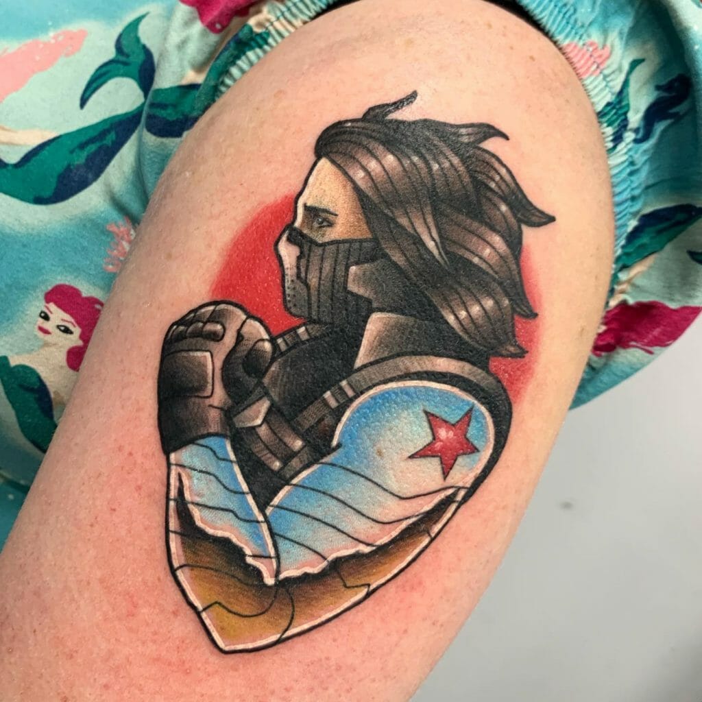 Colorful Winter Soldier Tattoo Designs