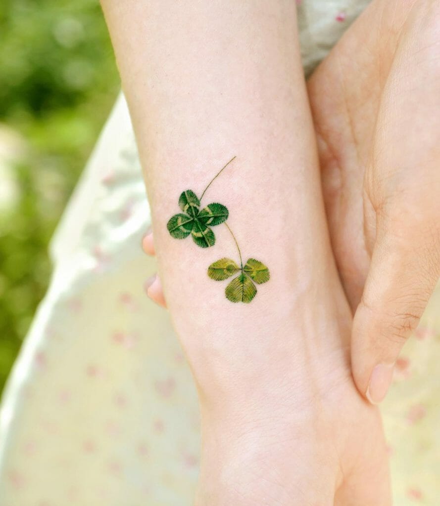 Cute Four Leaf and Three Leaf Clover Tattoo Ideas
