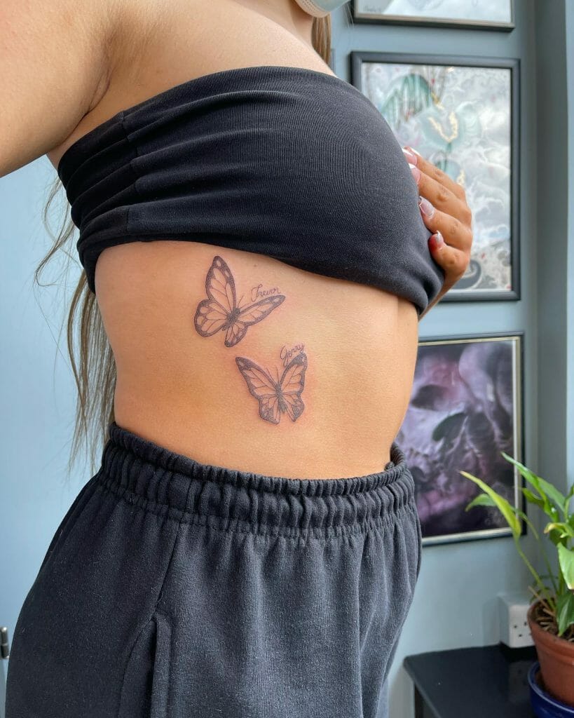 Cute Ideas For Butterfly Tattoo on Ribs With Names