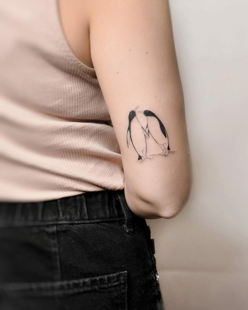 Cute Penguin Tattoo Depicting A Beautiful Bond of Love