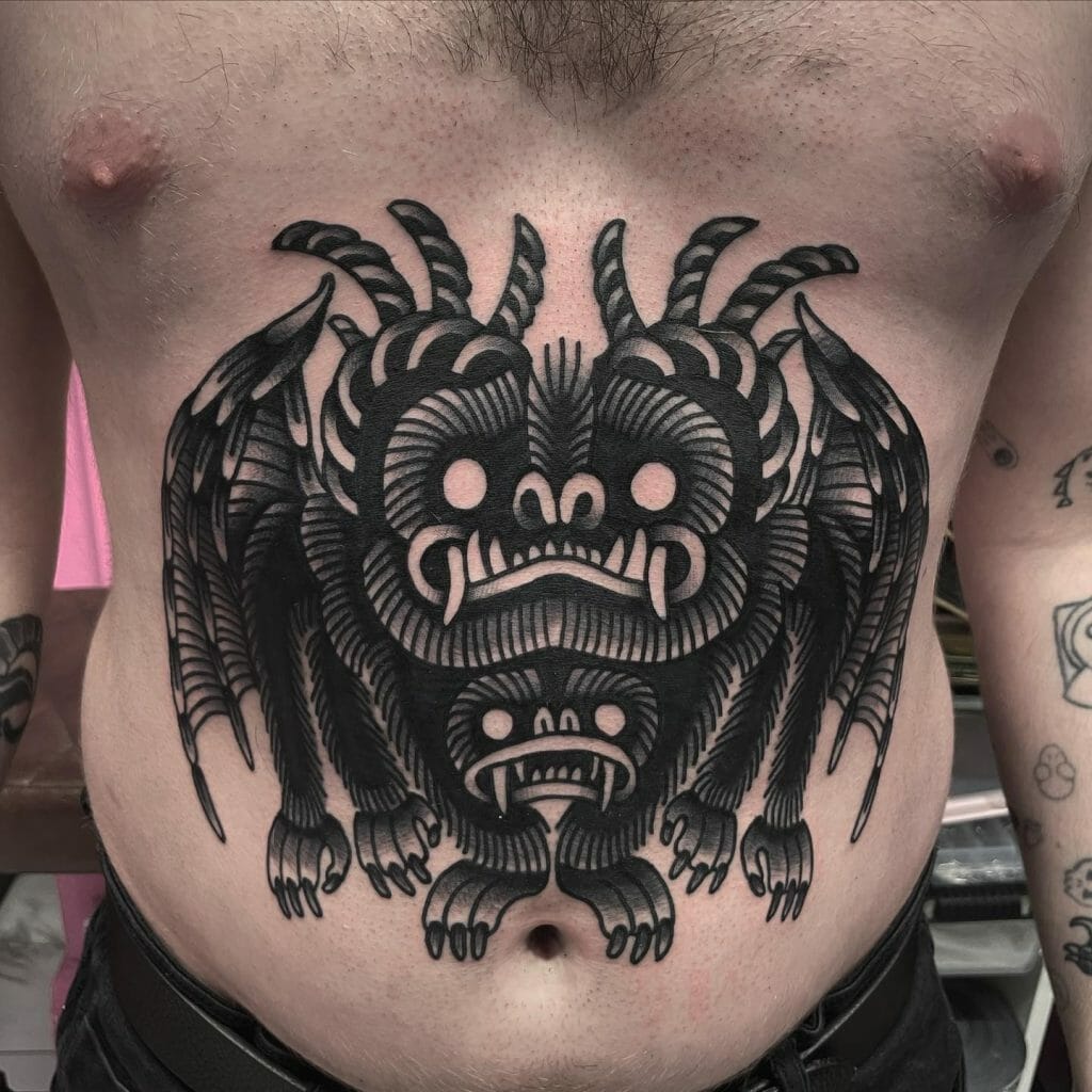 Demon Beast Traditional Black Tattoo