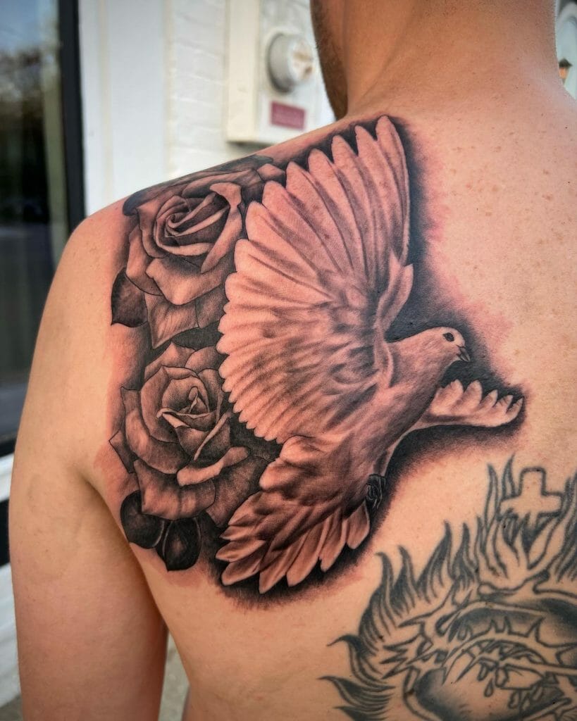 Dove Tattoo On Shoulder Blade