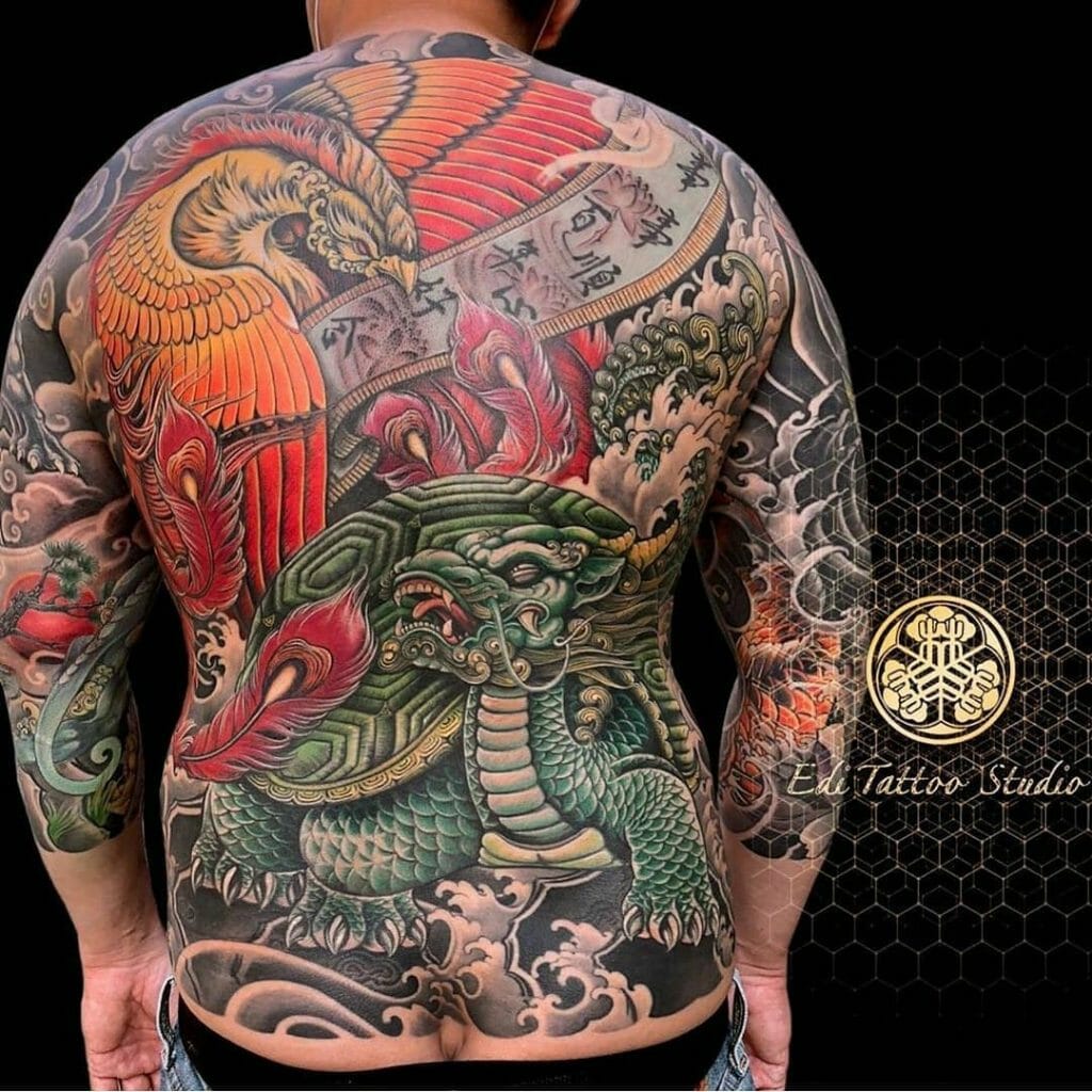 Dragon Tattoo With Phoenix Tattoo