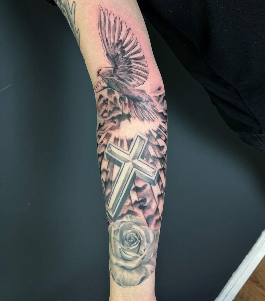 Eagle And Cross Tattoo