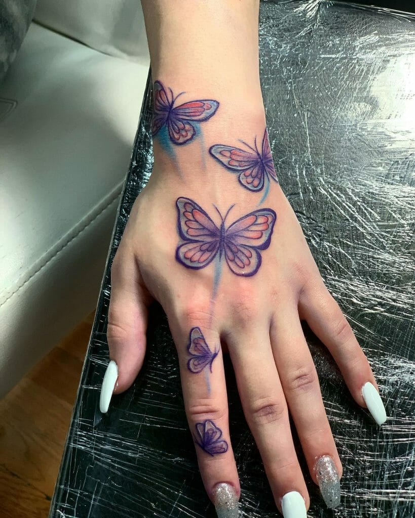 Family Tattoo Of Butterflies
