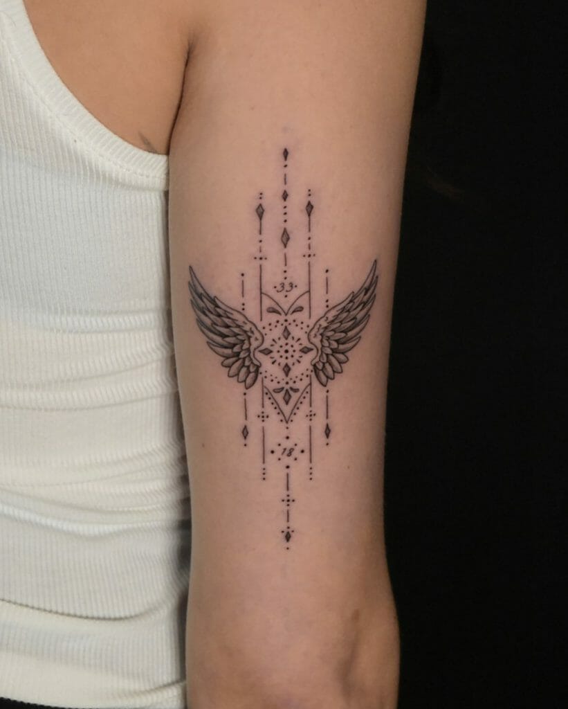 Fine Line Angel Wings Tattoo