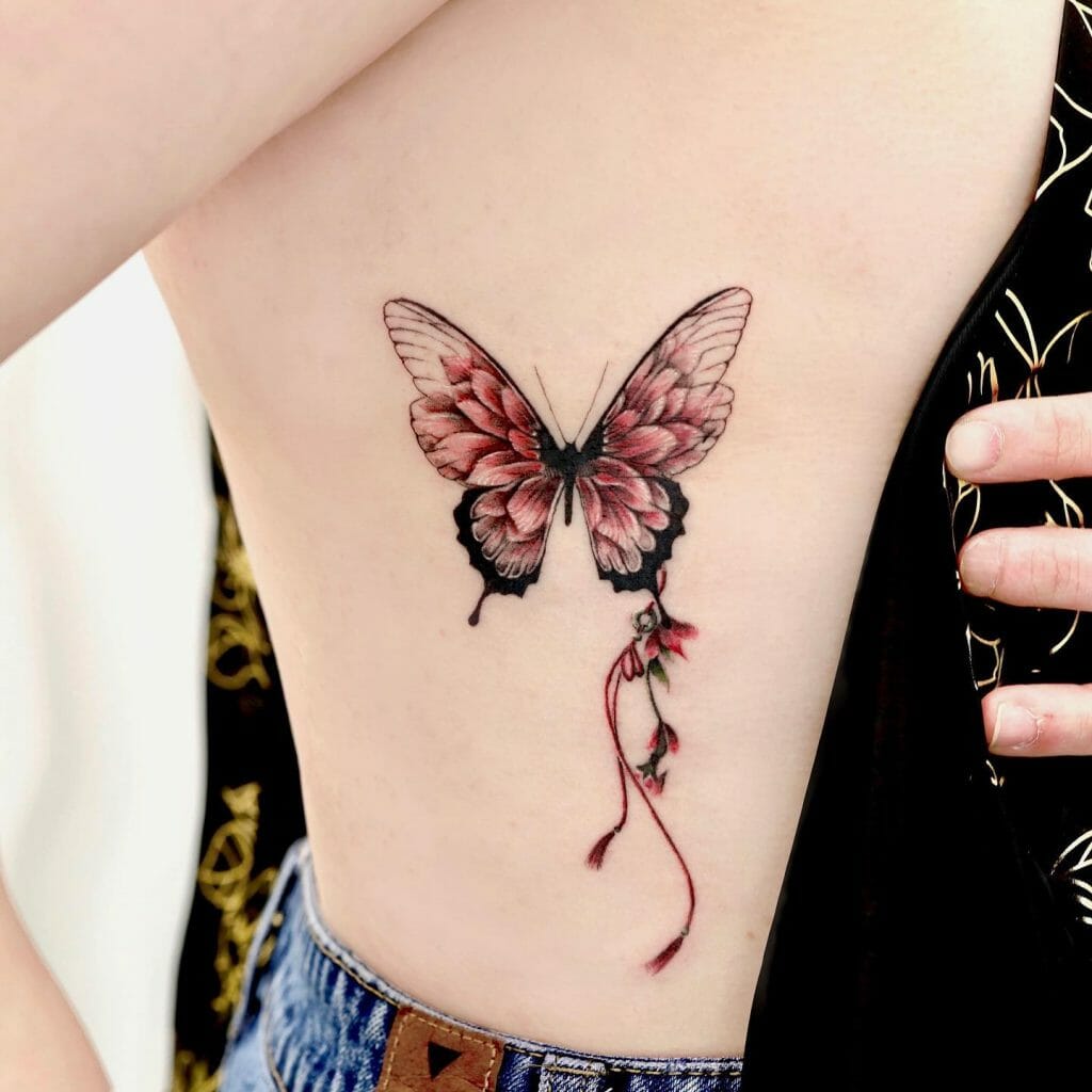 Floral Black Butterfly Tattoo ideas