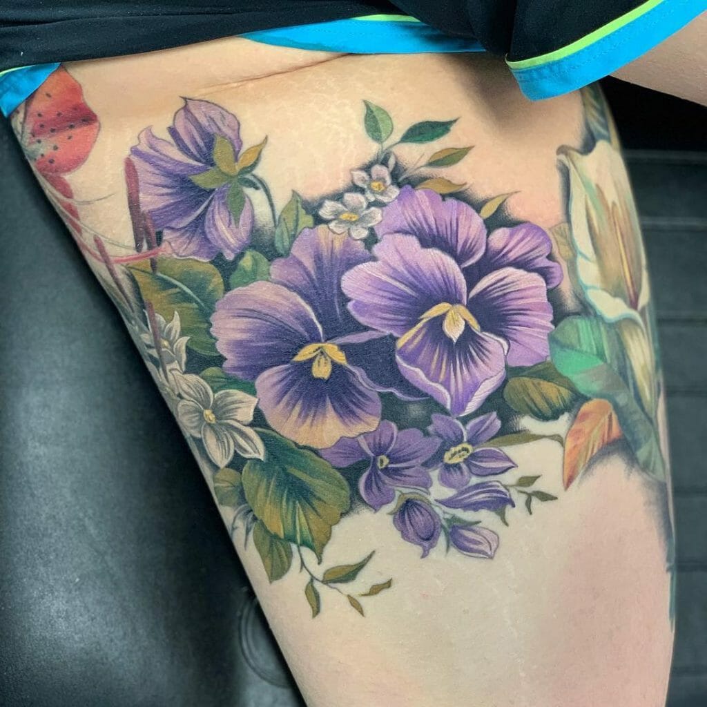 Floral Inner Thigh Tattoo