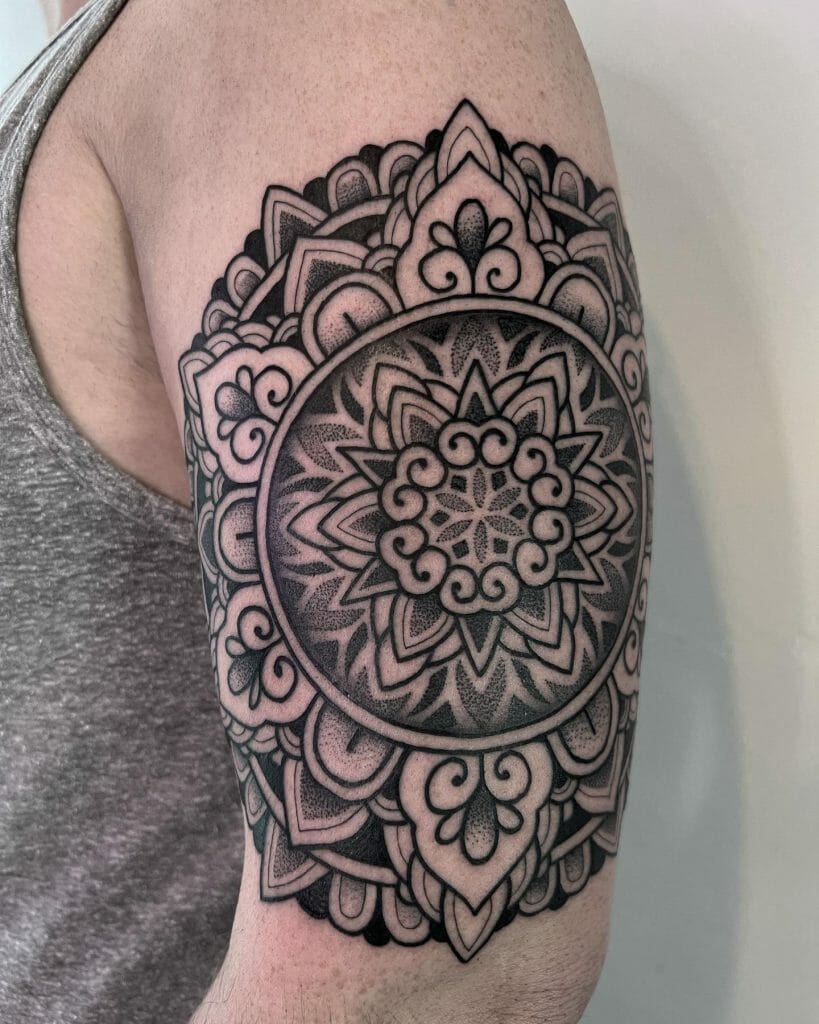 Floral Sleeve Tattoo With Mandala