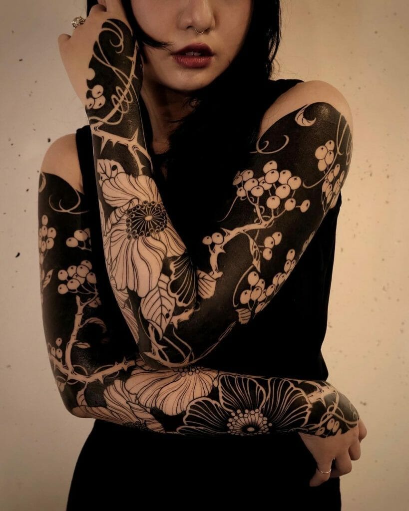 Floral Theme Sleeve Tattoo