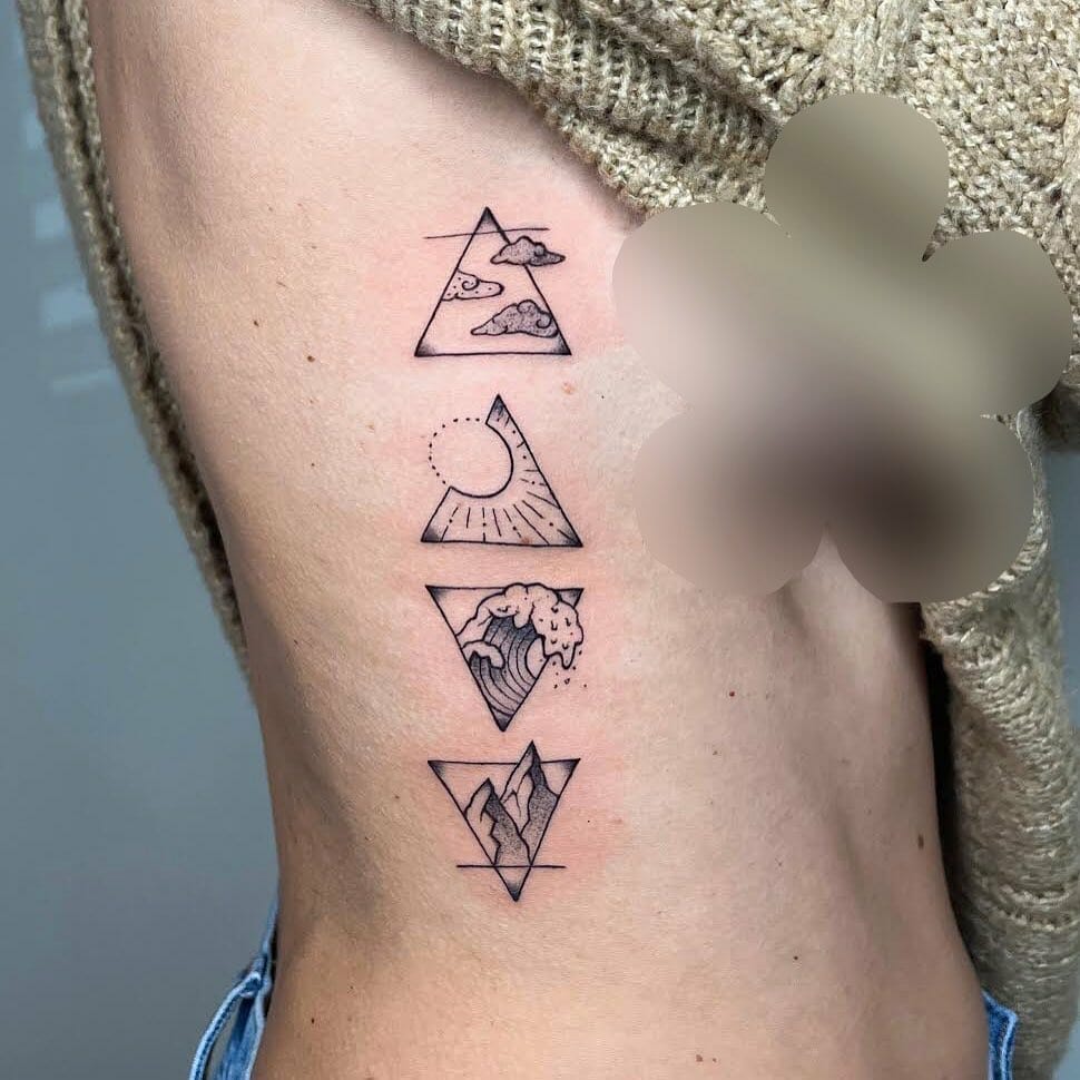 Four Elements Triangle Tattoo Design