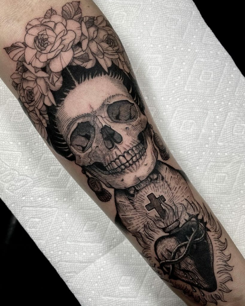 Black And White Sugar Skull Tattoo