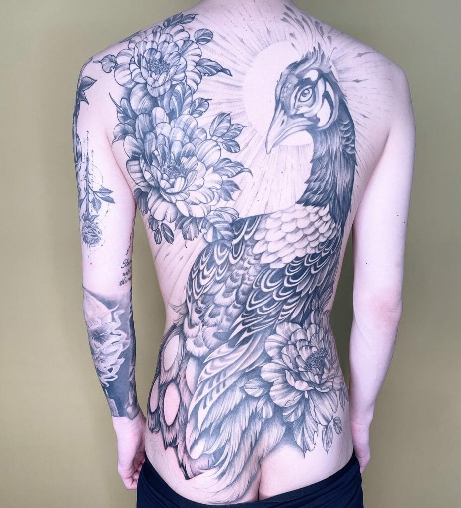 Full Back Peacock Tattoo