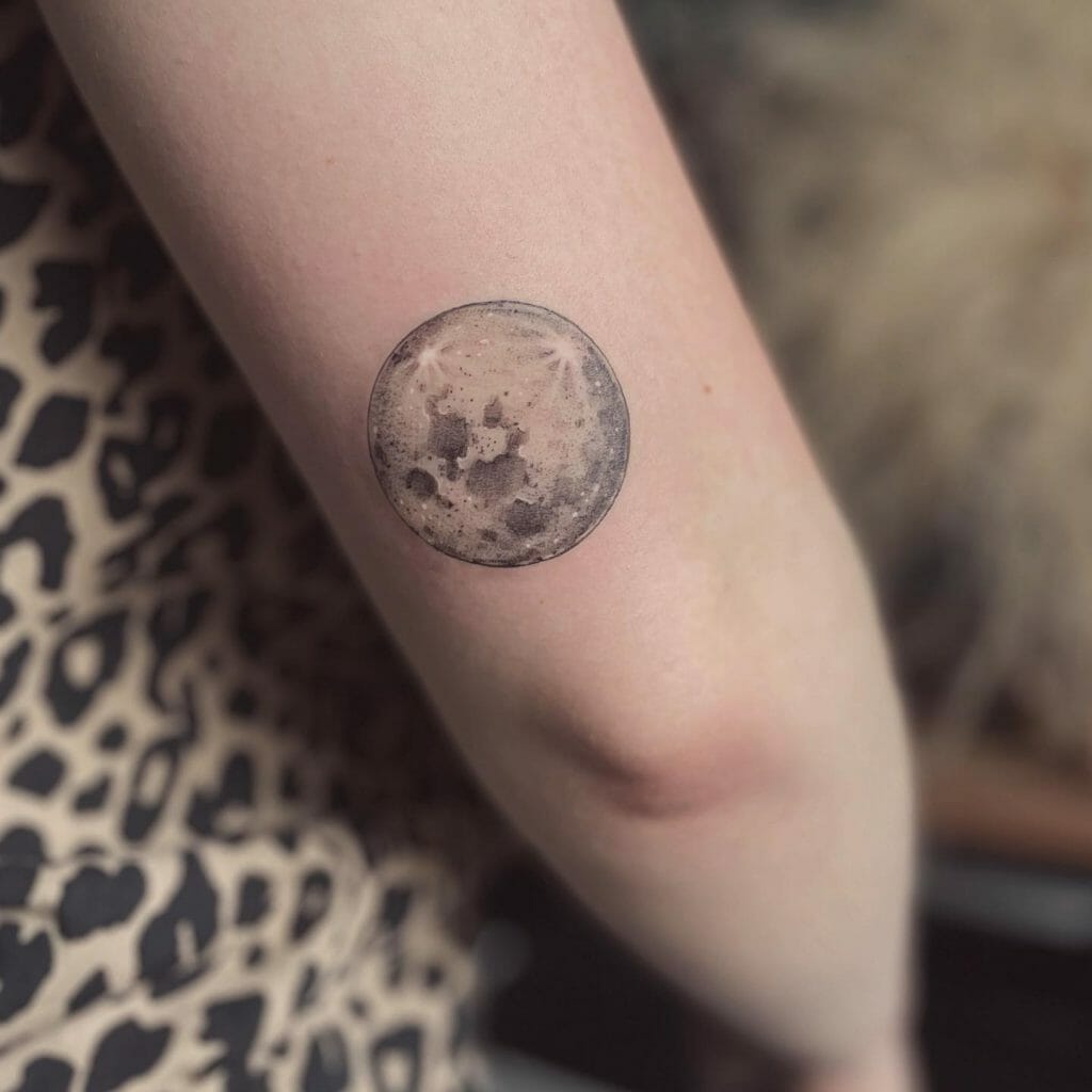 Full Moon Tattoo In Black and Grey