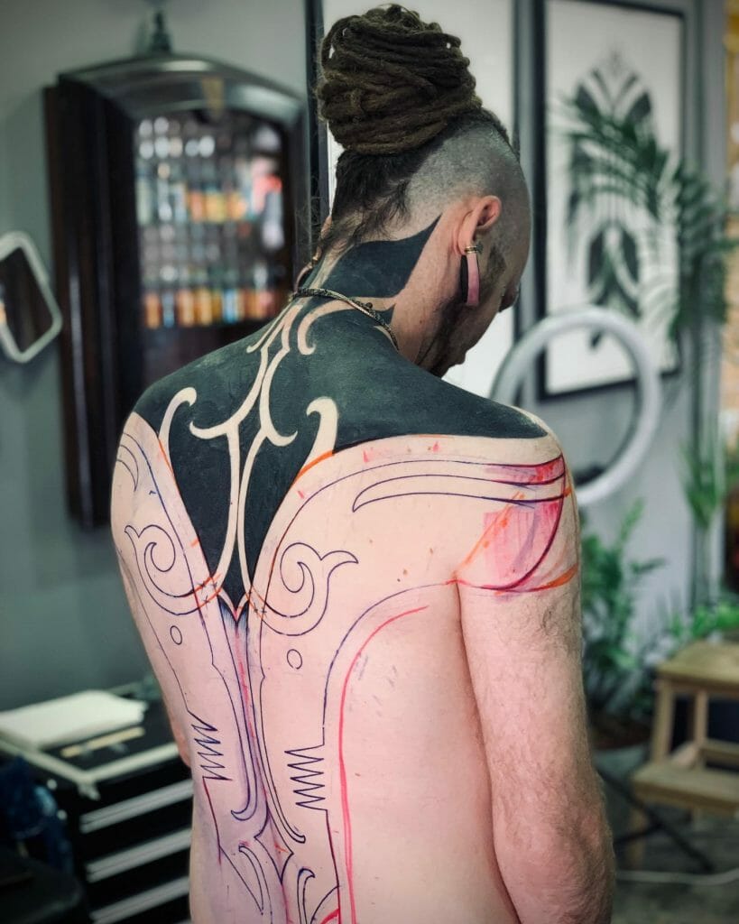 Geometric Back Neck Tattoo Men