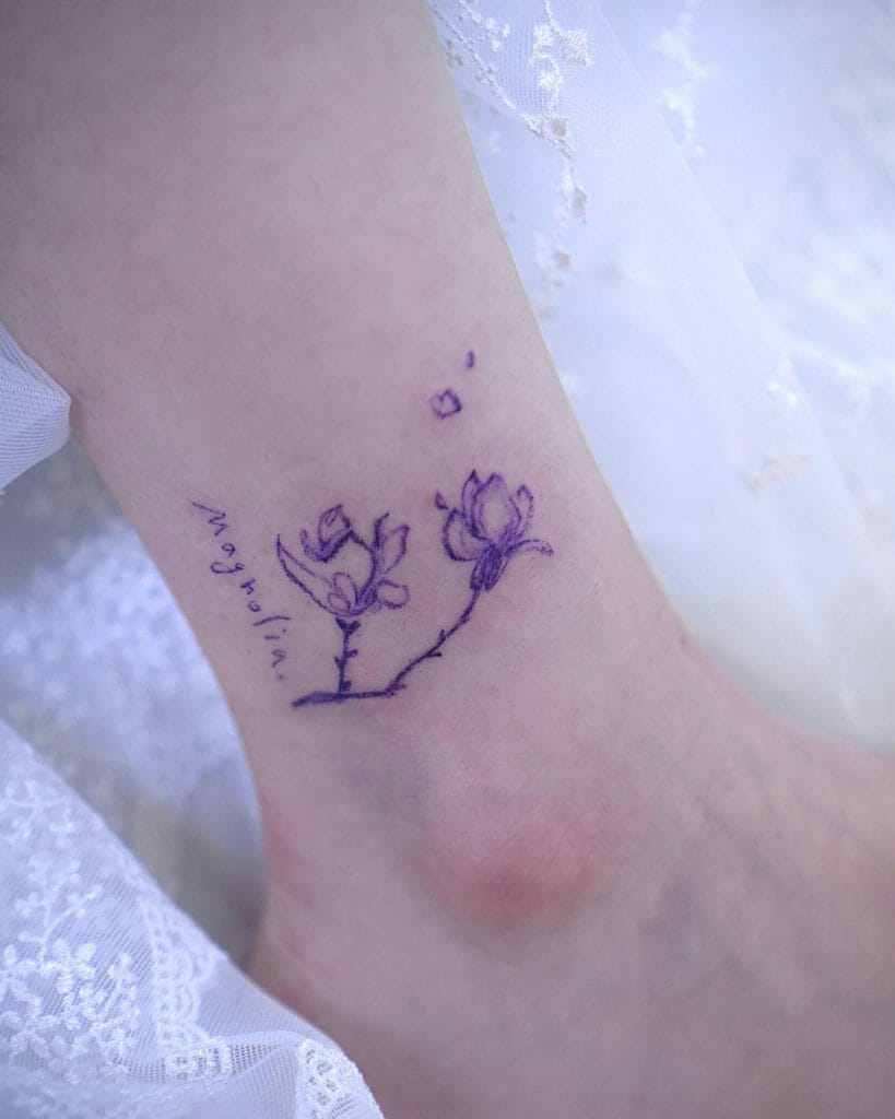 Grey Violet Floral Tattoo