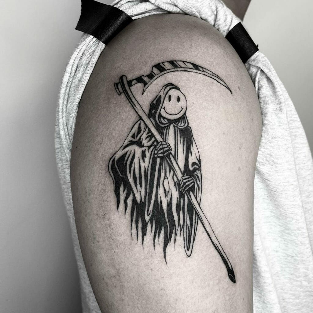 Grim Reaper Smiley Face Tattoo