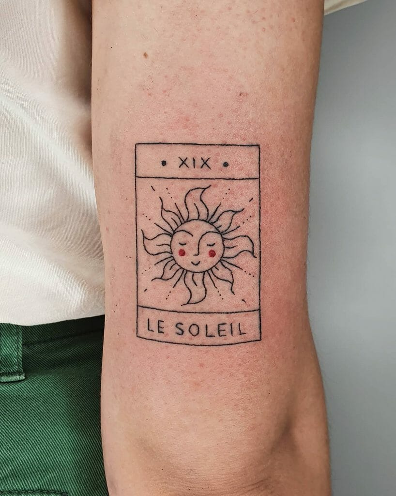 Handpoked Sun Card Tattoo ideas