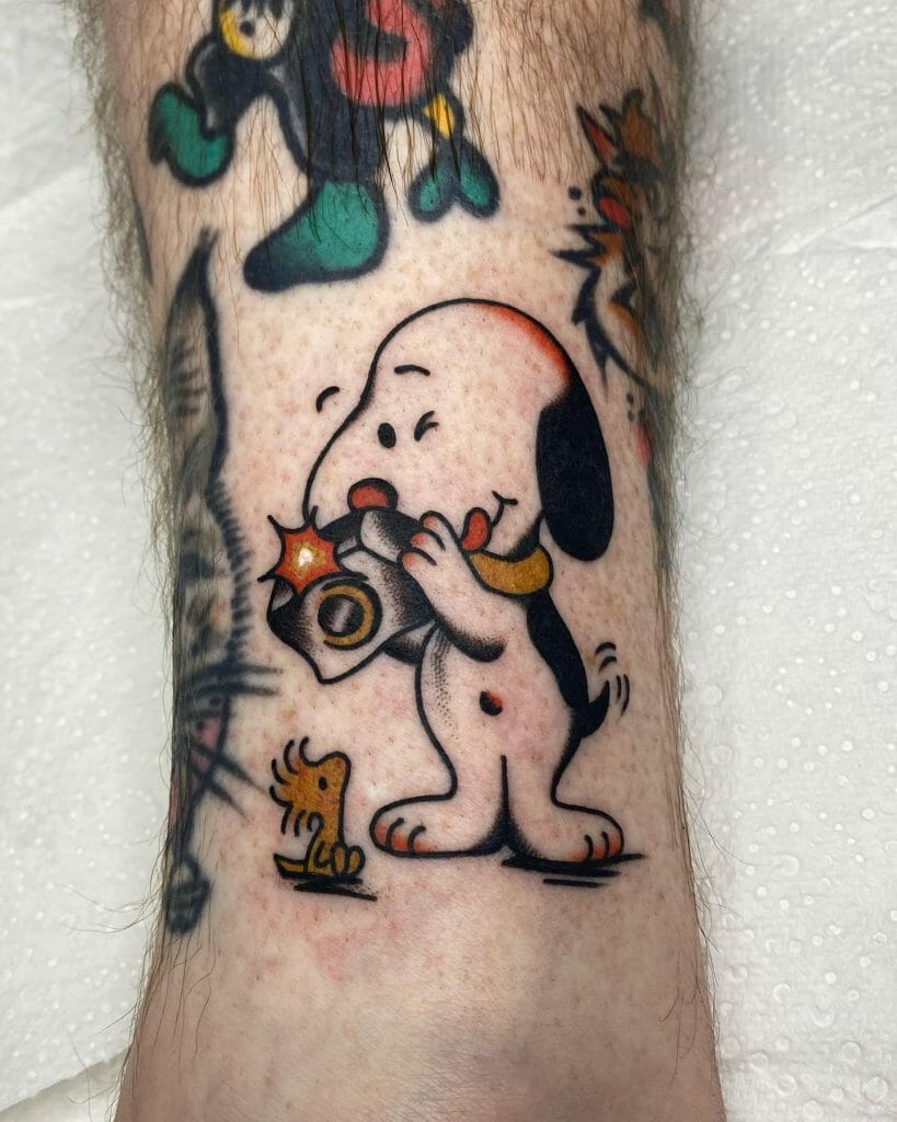 How To Chill Snoopy and Woodstock Tattoo