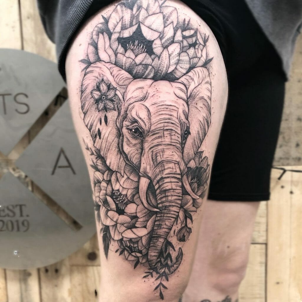 Illustration Tattoo Of An Elephant
