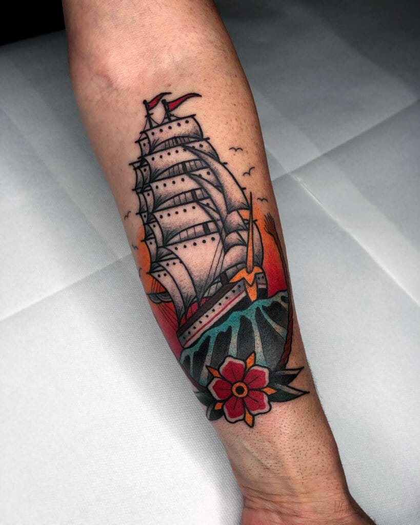 Innovative Ship Tattoo Designs On Wrist